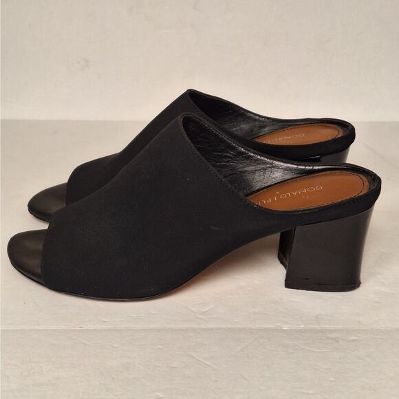 Donald J Pliner Ellis Sandals 7.5 Black Block‎ Heel Open Toe Slip On Slide Mule - Picture 6 of 9
